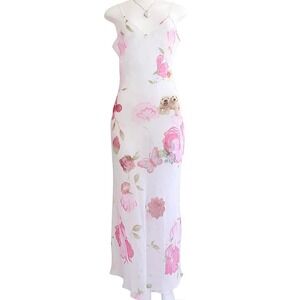 la vie en rose puppy rose print maxi slip dress size large